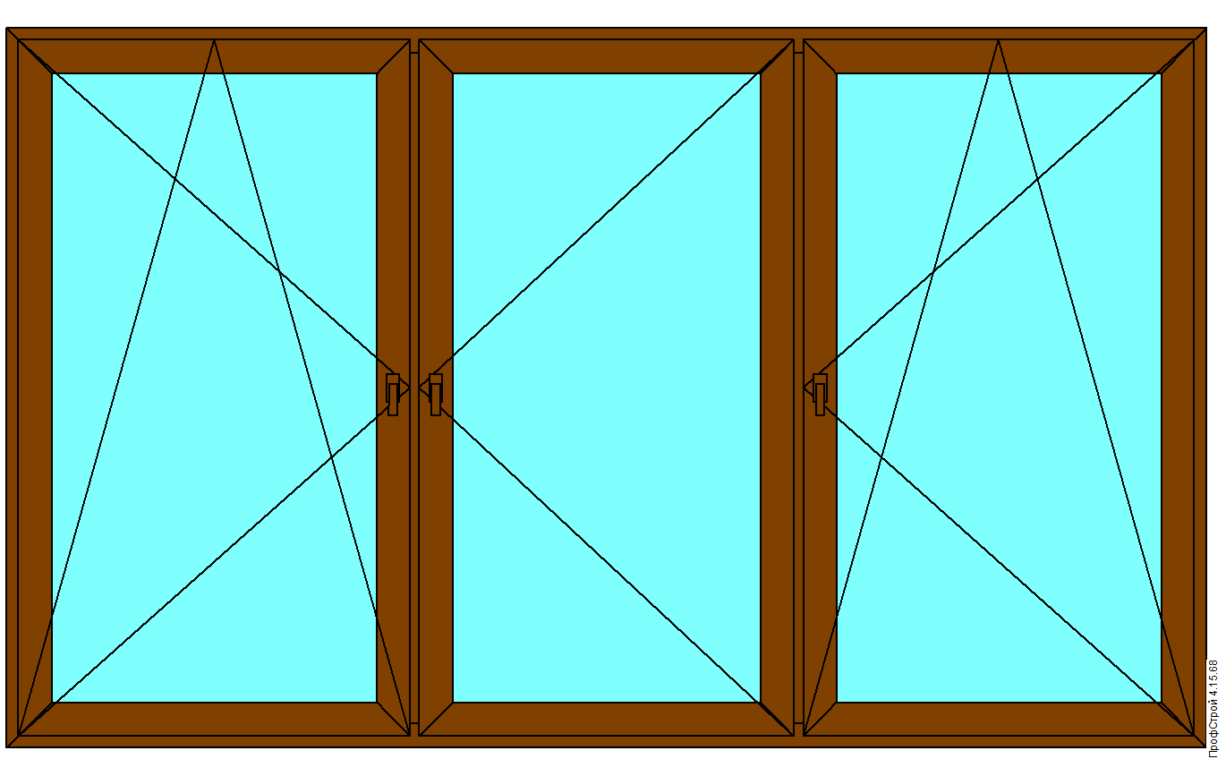 Трехстворчатое окно в плане