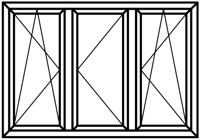 Чертеж трехстворчатого окна